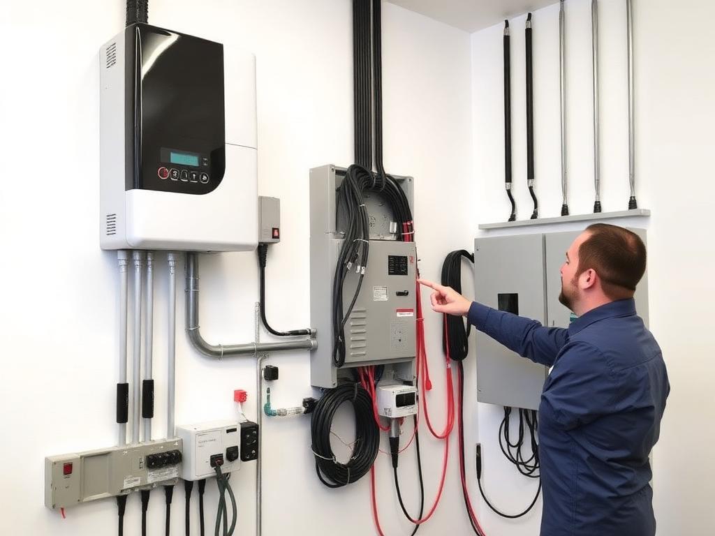 Inversor e equipamentos de sistema fotovoltaico instalados